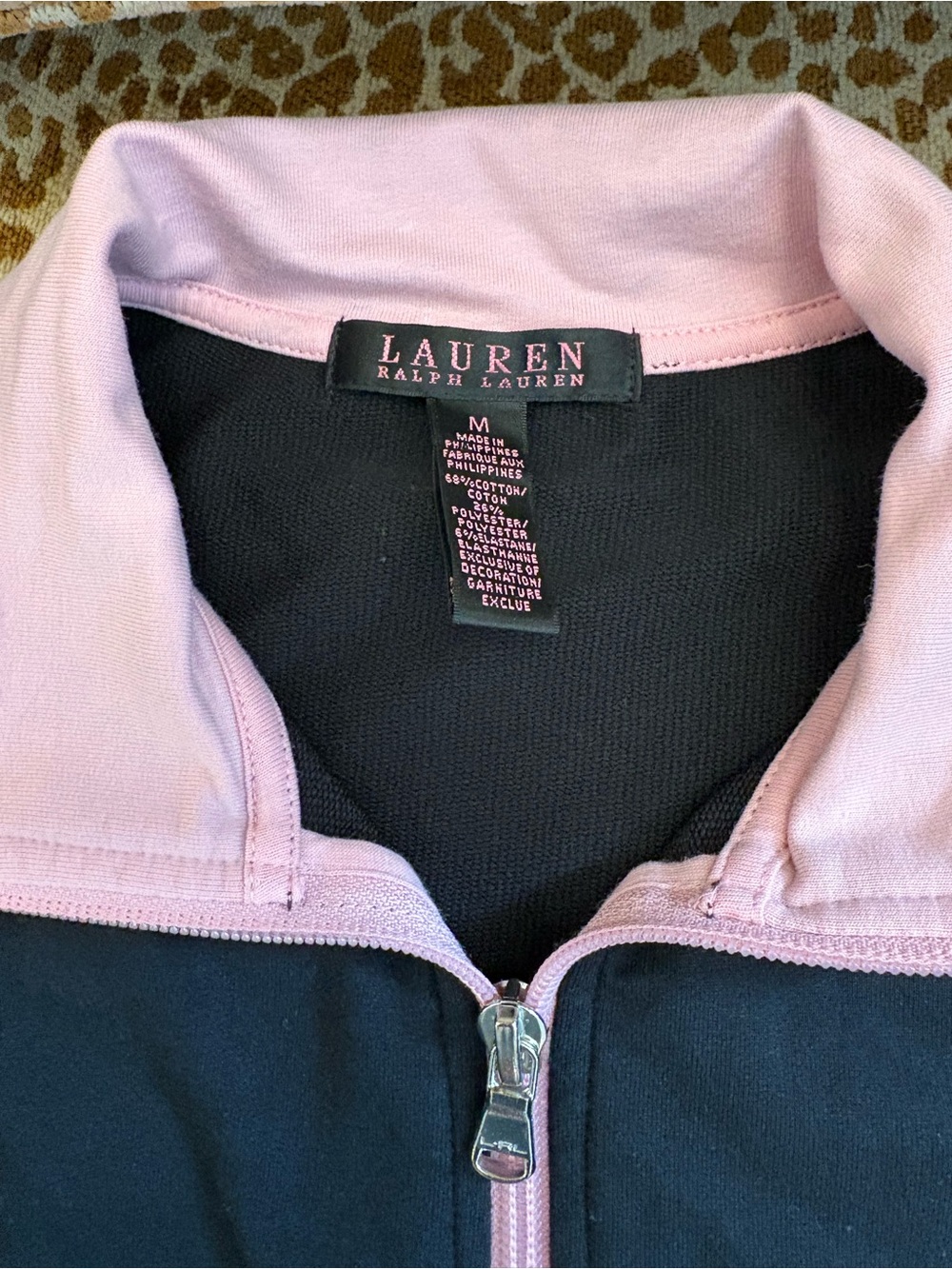 Ralph Lauren Black Jacket with Pink Trim and Crest - Picture 2 of 7